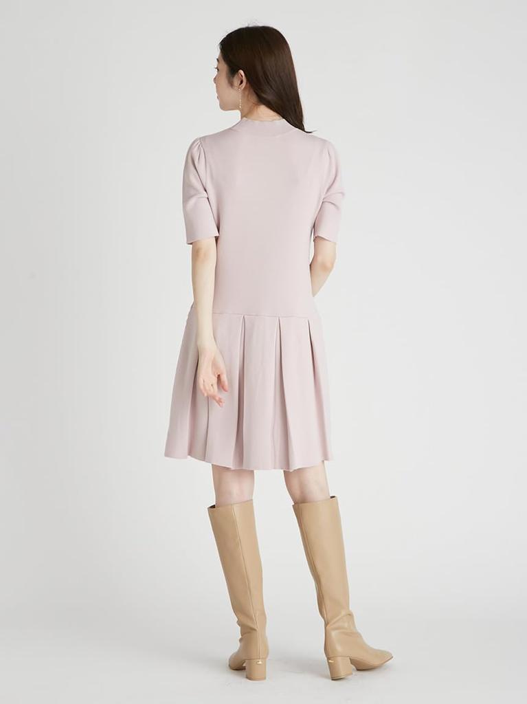 Плиссированное трикотажное платье CWNO254097LPNK36