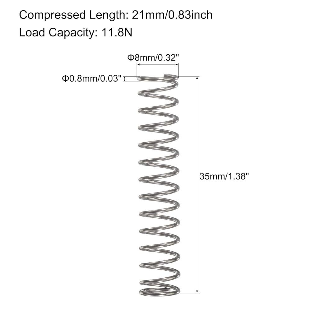 10Pcs 8mm OD Spring Steel Coil Stainless Steel Extended Compressed Springs Home Projects
