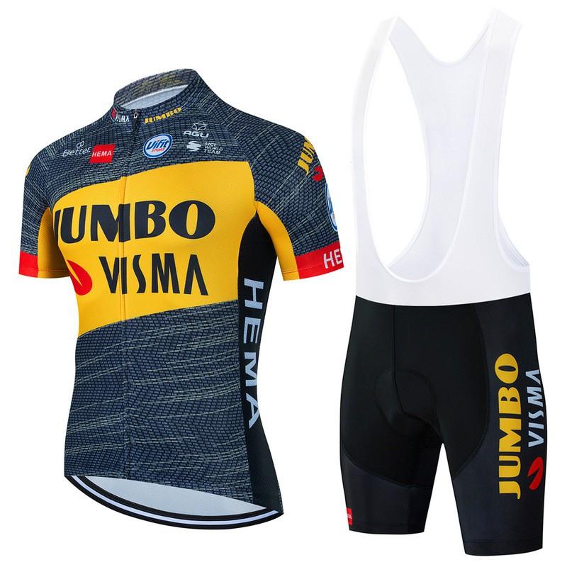 Большой комплект велоформы Jumbo Visma с коротким рукавом для мужчин, дышащий, быстросохнущий, для горного и шоссейного велосипеда