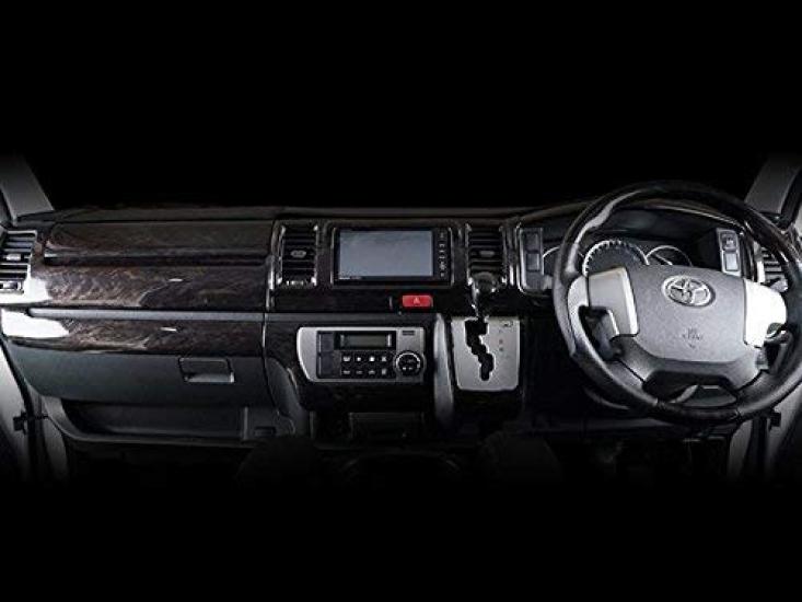 Dark Prime Interior Panels for Toyota Hiace 200 Series 7th Standard with Black Mahogany Wood Grain TRISTAR'S (14 Panels) (4th, 5th, 6th, Generation,