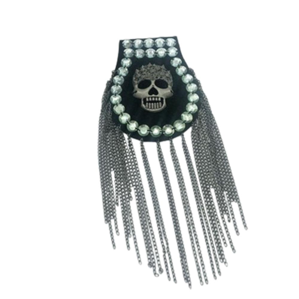 Эполет с кисточкой в виде черепа, цепочка, брошь на лацкан пиджака, винтажная брошь, сценическое выступление