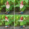 1 Pcs Urinating Gnome Statue Resin Crafts White Bearded Old Man Dwarf Sculpture Christmas Garden Courtyard Decoration