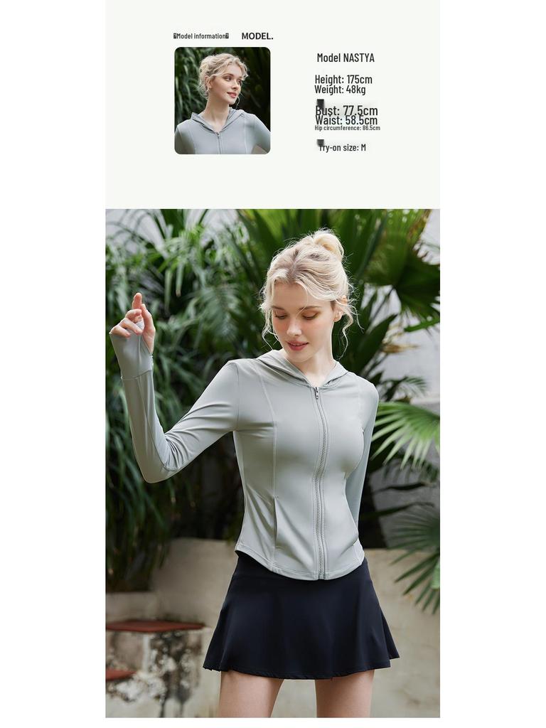 Женская солнцезащитная куртка с капюшоном из ледяного шелка UPF50+ - Летний спортивный уличный топ с защитой от УФ-лучей