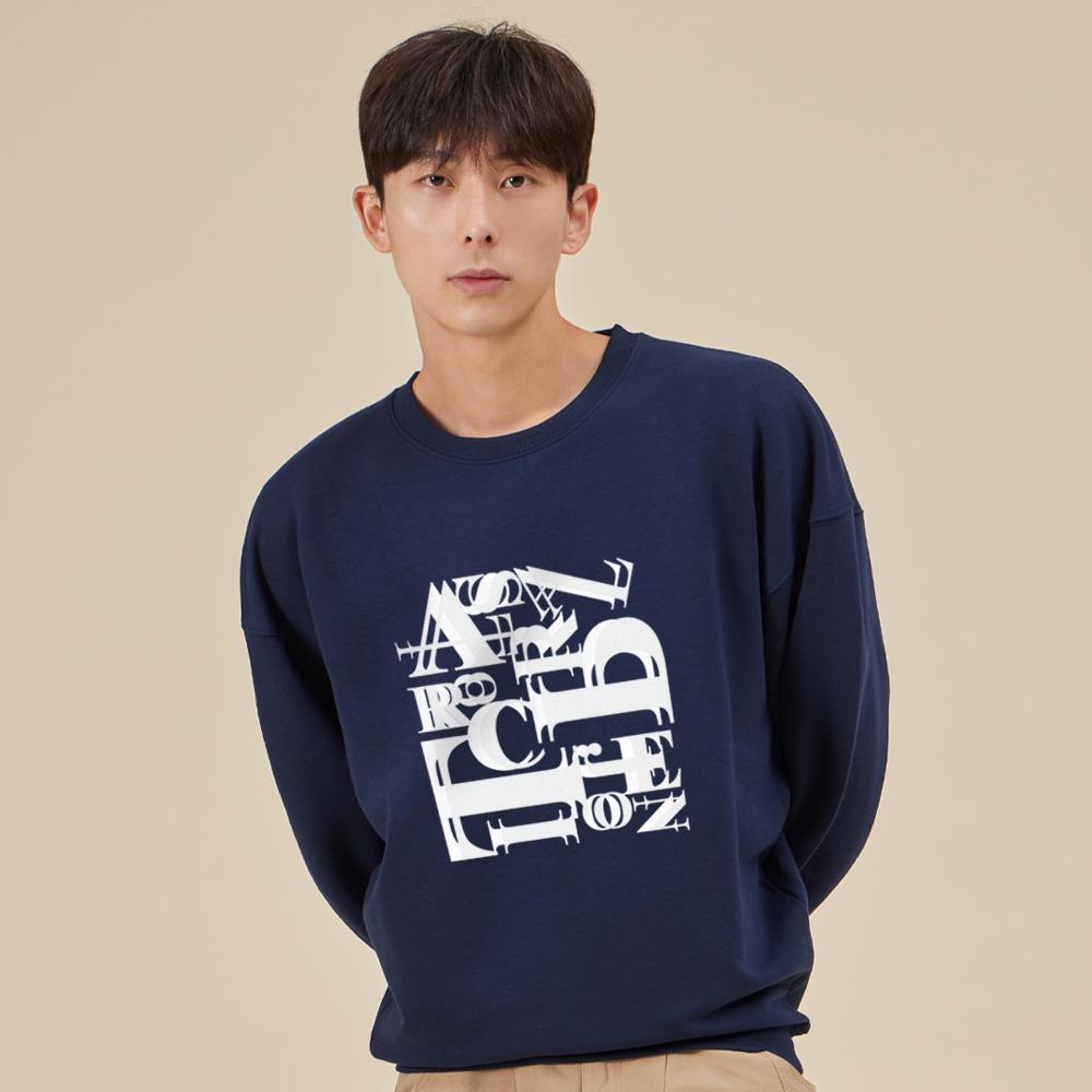 ASTRAL PROJECTION Overlapping Lettering Loose Fit Sweatshirt_Navy