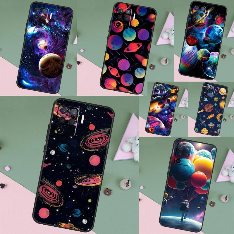 Outer Space Planet Stars Moon For OPPO A74 A54 A94 A17 A57 A15 A16 A76 A96 A18 A38 A58 A78 A98 A40 A60 A80 A5 A6 Pro Case