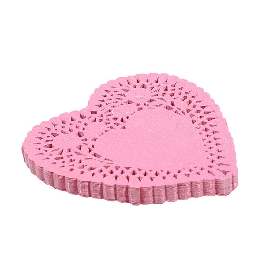 100 шт./набор элегантных бумажных салфеток для поделок 4 дюйма/6 дюймов в форме сердца, полые кружева, впитывающие масло бумажные валентинки для выпечки, Deocr