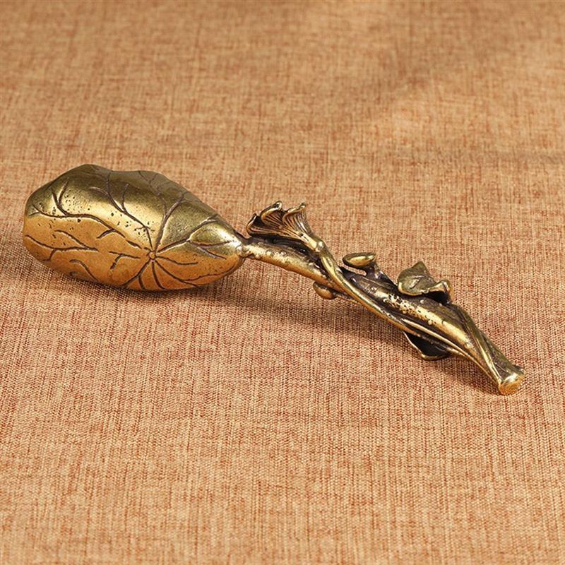New Small Tea Shovel Mini Tea Spatula Lotus Spoon Scoop Pure Copper Tea Accessories for Tea House