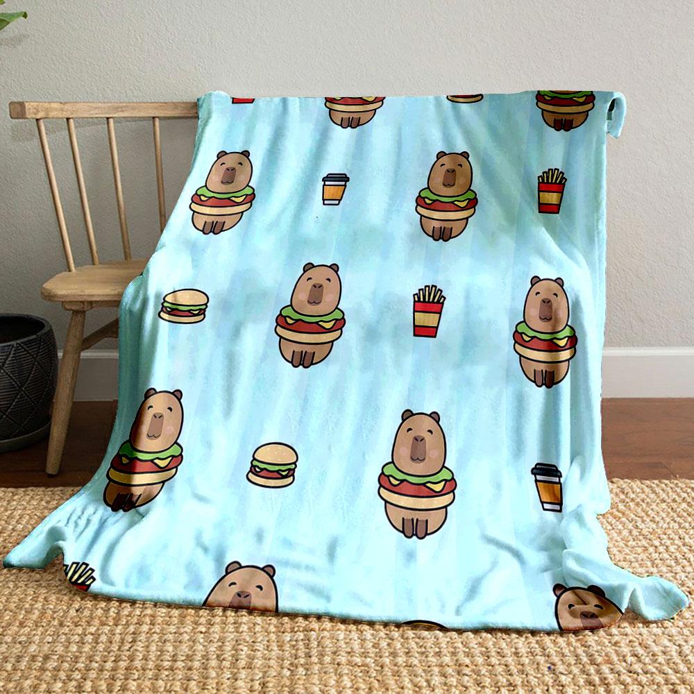 Cute Bear Burgers and Fast Food Pattern print blanket soft and cozy perfect for the living room bed sofa or a nap,gift