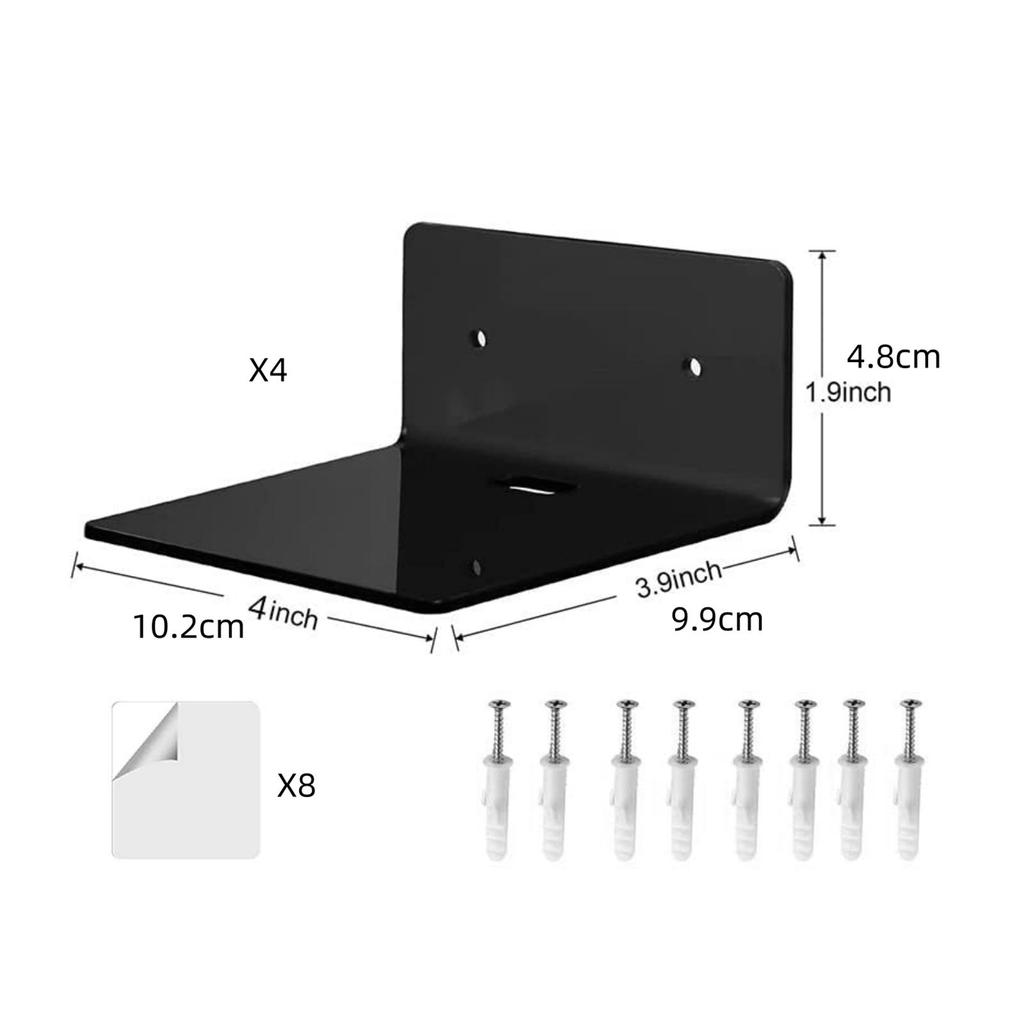 4x Wall Mounted Shelves,Hanging Rack Board Organizer,Acrylic Shelves,Small Shelves,for Bedroom