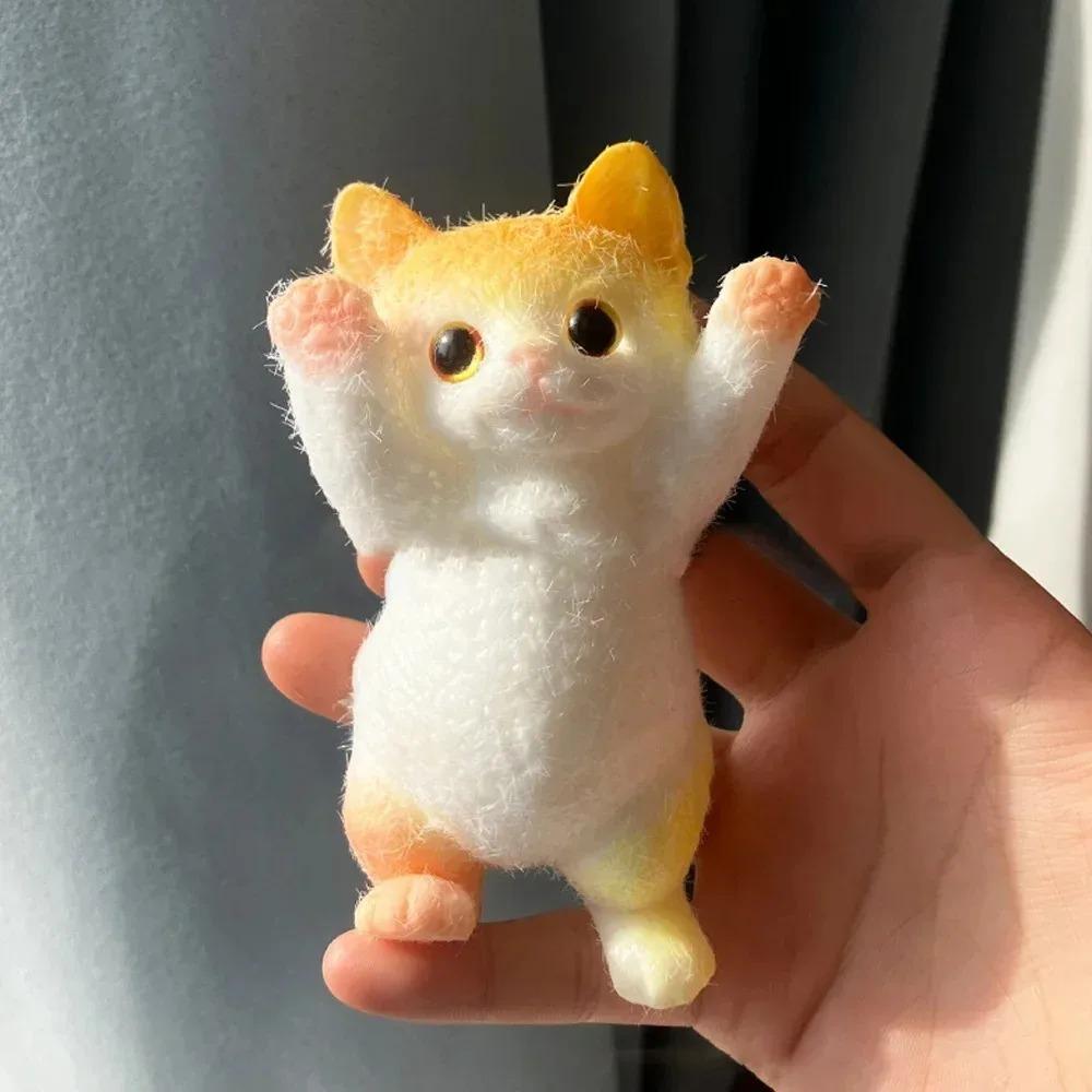 Сквиши-игрушка Кот Таба - Реалистичный Пушистый Липкий Сниматель Стресса, Мягкий Силиконовый Кот для Сжимания, Подарок для Детей и Взрослых