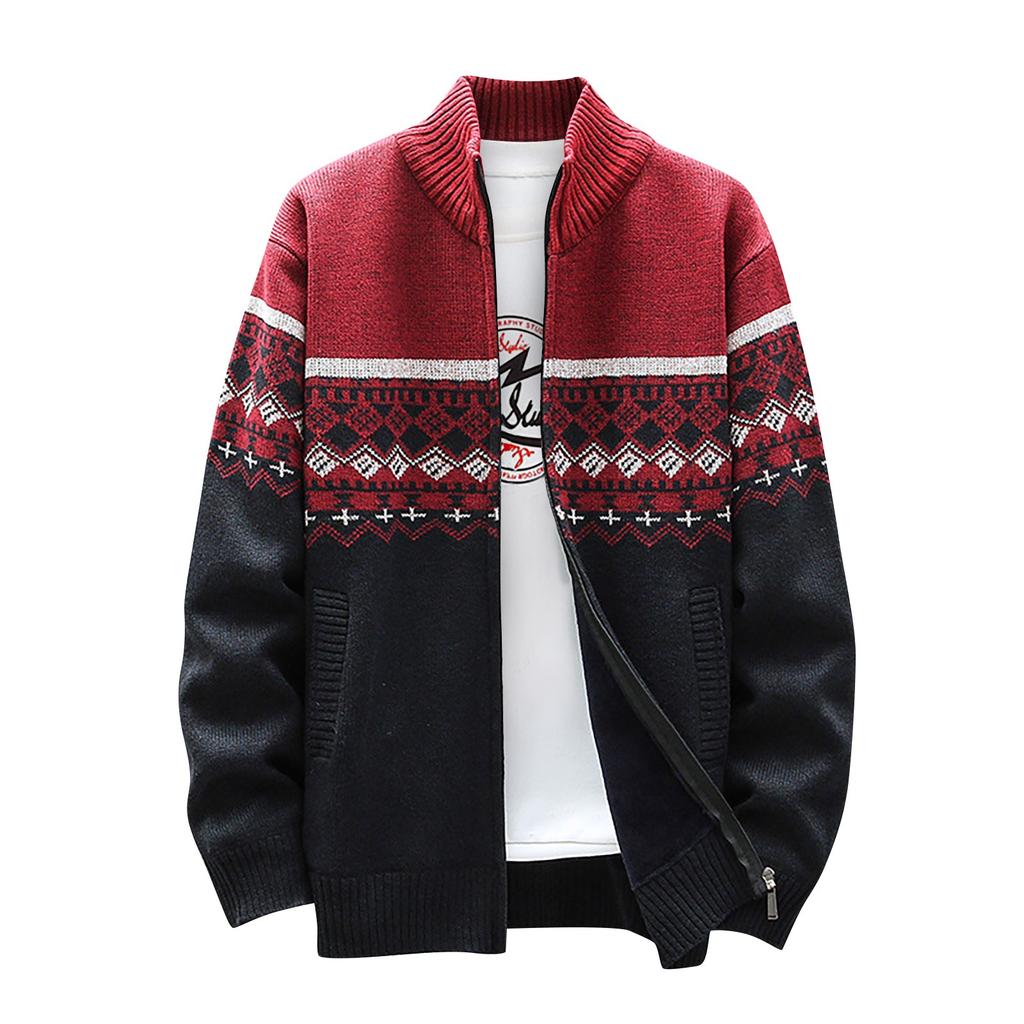 Men's Fall And Winter Casual Sweater Jacket Warm Knit Sweater Hooded Hoodie