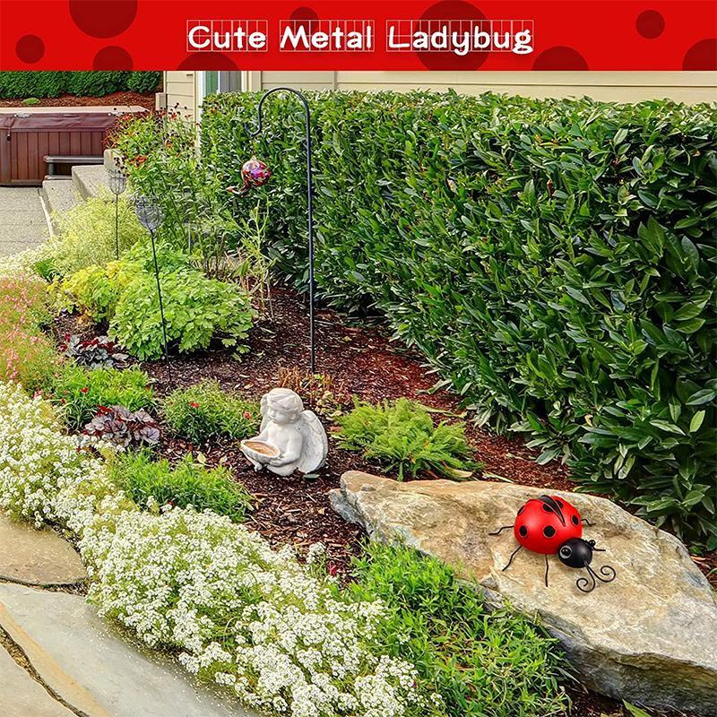 1 шт., металлическая божья коровка, украшение для двора, декоративная подвесная настенная скульптура божьей коровки, садовая скульптура, настенная