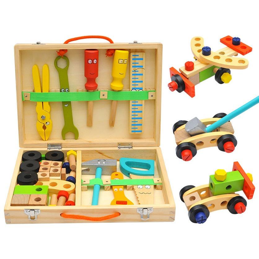 Children's Wooden Toy Tool Box Montessori Toy Educational Games Tool Box Children Children's Toy From Gift Girls Boys 2 3 4 5 6 Years 34 Pieces