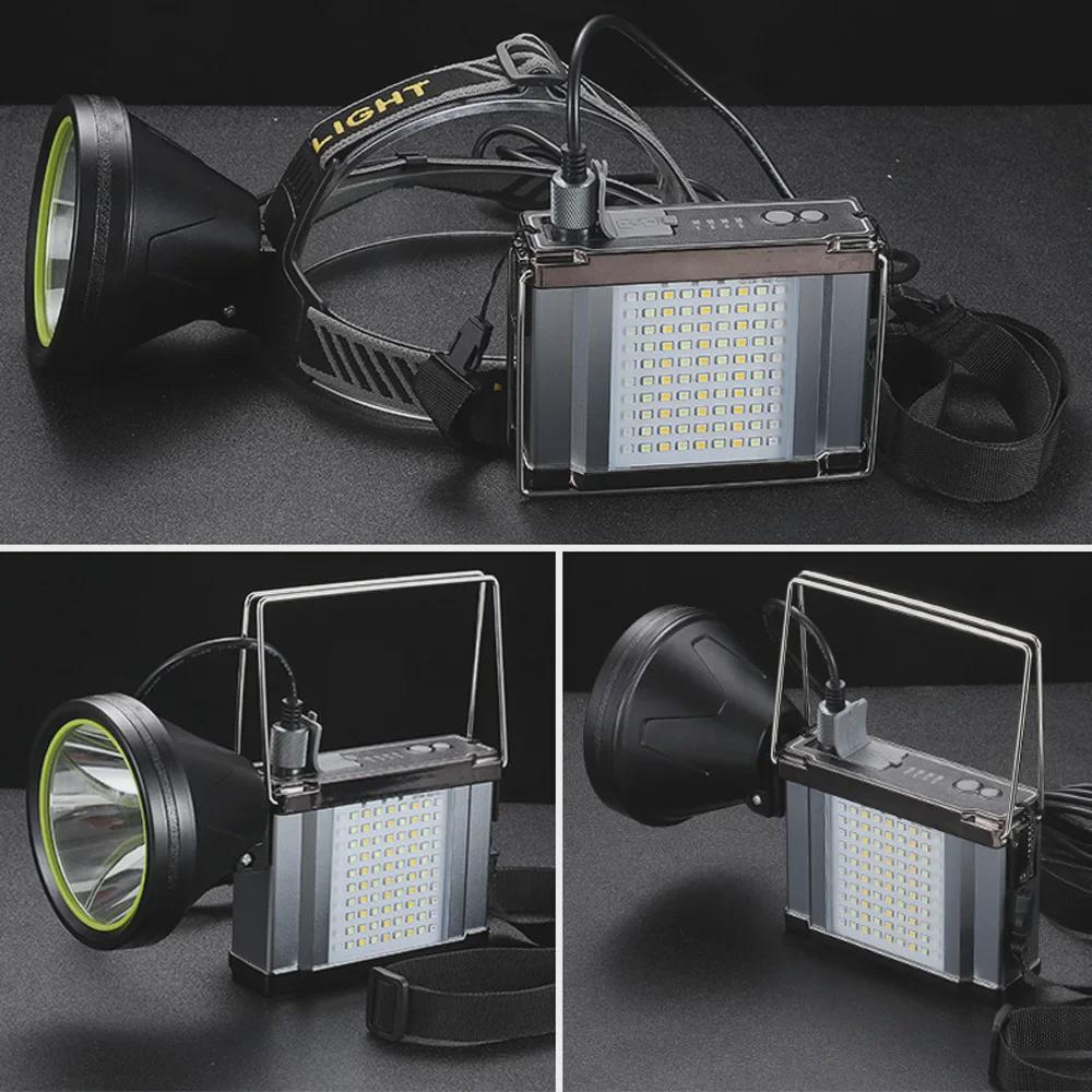 Светодиодный налобный фонарь высокой емкости (20 000 мАч) с мощным лучом для кемпинга и работы