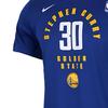 Nike Футболка баскетбольная с коротким рукавом NBA Warriors Curry Letter с геометрическим узором, мужская, синяя AA2322-495