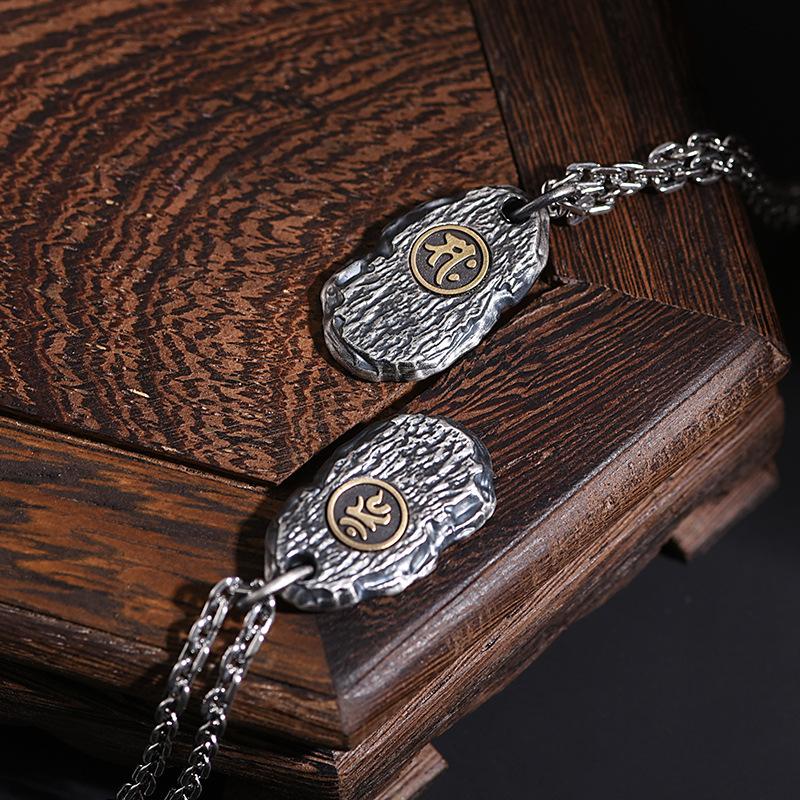 Patron Saint Buddha Pendant Male Jewelry Top Quality 925 Silver Chain Necklace For Men Retro Zodiac Wishing Stone For Boyfriend