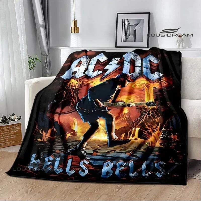 ACDC Retro Rock D Printed Throw Blanket Warm Flannel Picnic Blanket Bed Linens Birthday Gift Home Textile