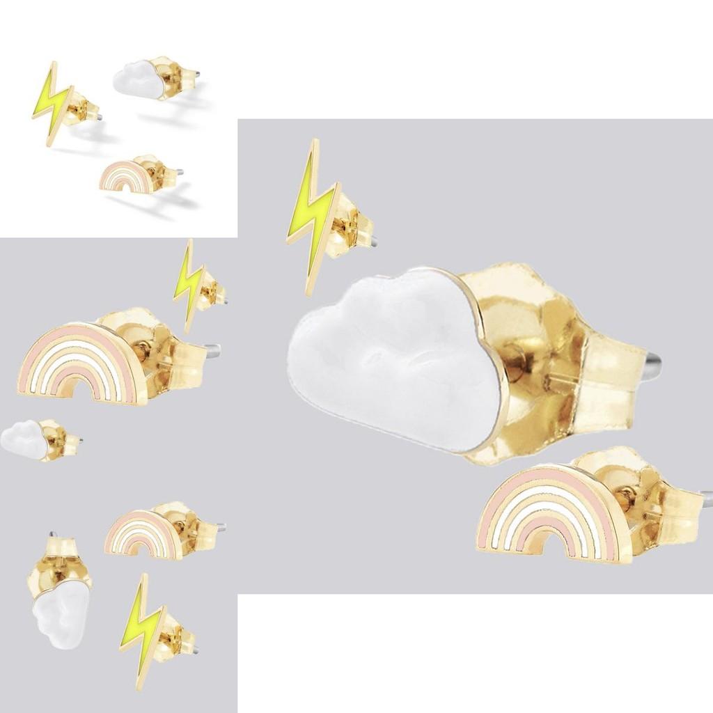 Стильные геометрические серьги-подвески в виде радужной тучи с молниями. Уникальный простой уличный стиль.