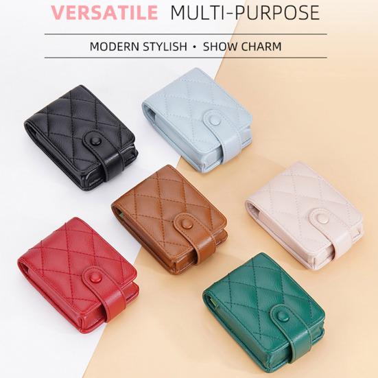 Женская сумка для хранения помады с зеркалом, однотонная искусственная кожа, портативный мини-путешественник, женский блеск для макияжа для губ, оттенок, лак, органайзер, чехол