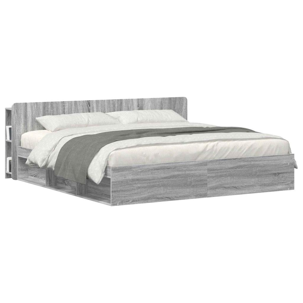 Headboard Cabinet with Storage Grey Sonoma Wood Material
