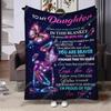 To My Daughter Themed Butterfly Pattern Flannel Blanket Slogan Print Blanket Air Conditioning Blanket