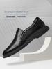 Мужские кожаные туфли-слипоны первого слоя из коровьей кожи в стиле business casual с круглым носком и нескользящей резиновой подошвой