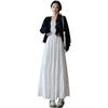 White A-line High Waist Pleated Long Skirt for Women - Spring/Summer 2026 Slimming Petite Layered Umbrella Design
