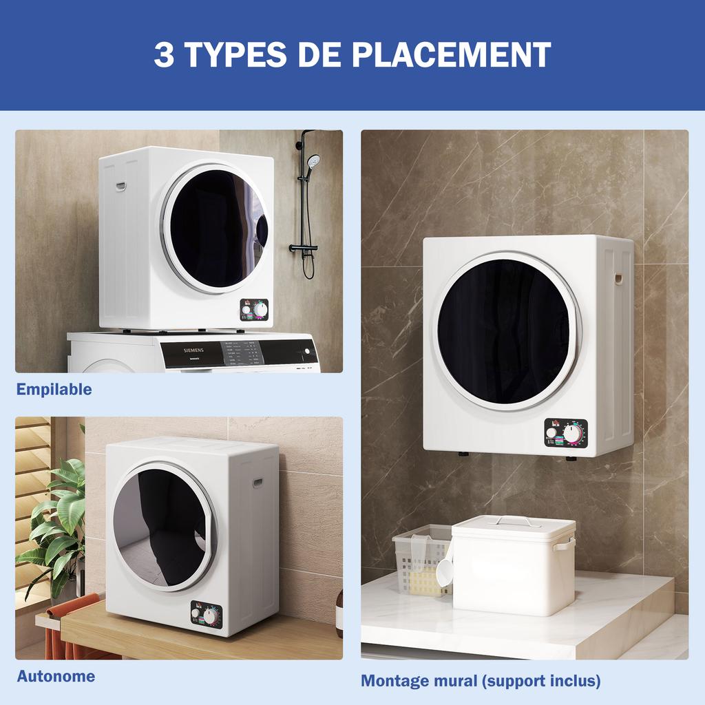 Portable Electric Clothes Dryer, 850W, 33 L, 4 Modes, Stainless Steel, 49 x 40.5 x 60 cm