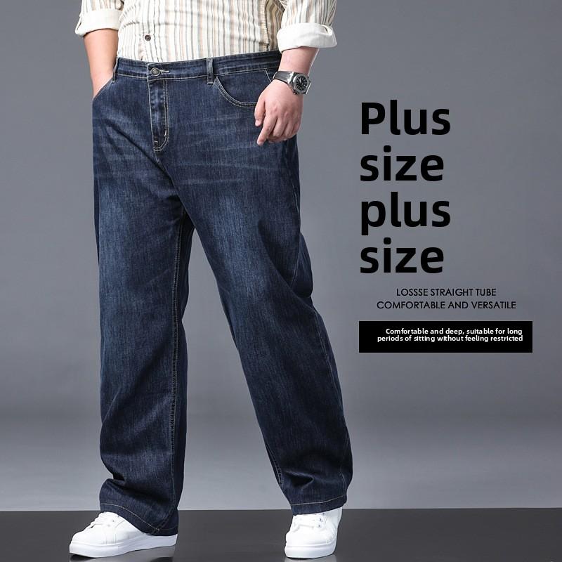 Plus Size Men's Jeans - Relaxed Straight-Leg High-Waisted High-Stretch Dad Trousers