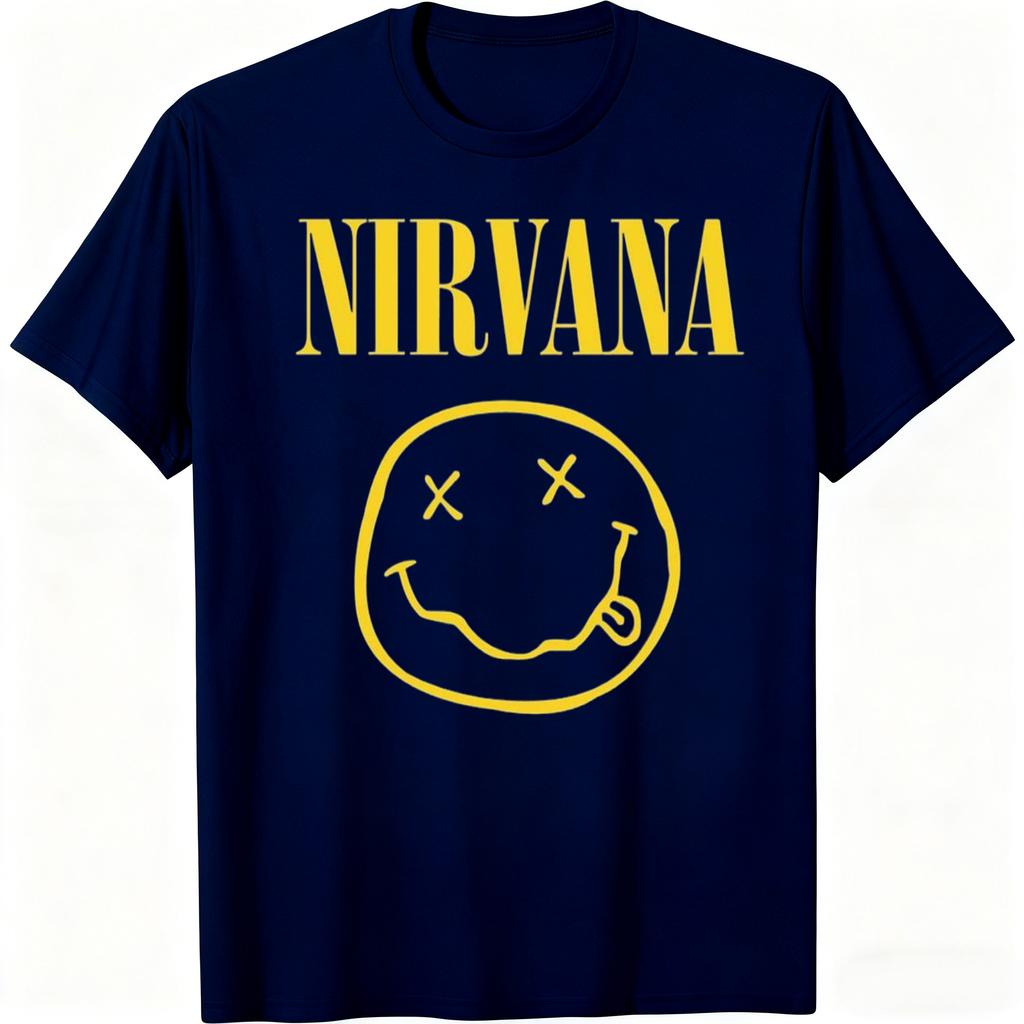 Унисекс футболка Nirvana с графикой улыбающегося лица, 100% хлопок, модная, ретро, Y2k, рок-стиль, унисекс, женская, дышащая, новая, с коротким рукавом