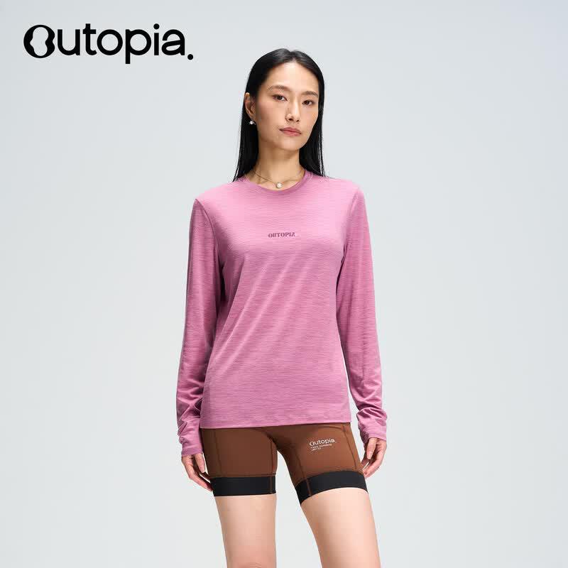 Женская футболка OUTOPIA с длинным рукавом из мериносовой шерсти для трейлраннинга