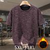 5XL-11XL Большой размер Бархатная футболка Мужская Оверсайз Топы Зимняя Толстая Теплая Футболка с коротким рукавом Мода Винтажная одежда