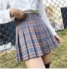 Women Mini Pleated Skirt Casual Loose Plaid Skirt Korean Style A-Line Skirt High Waist Skirt