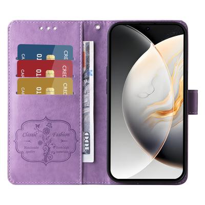 Для TECNO Camon 30S Pro 4G/Camon 30S 4G Кожаный чехол Бабочка Цветочный оттиск Кошелек Подставка Чехол