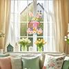 Yousheng Wooden Easter Door Wreath for Front Door Happy Easter Bunny Eggs Porch Sign for Spring Window Wall Hanging Decor