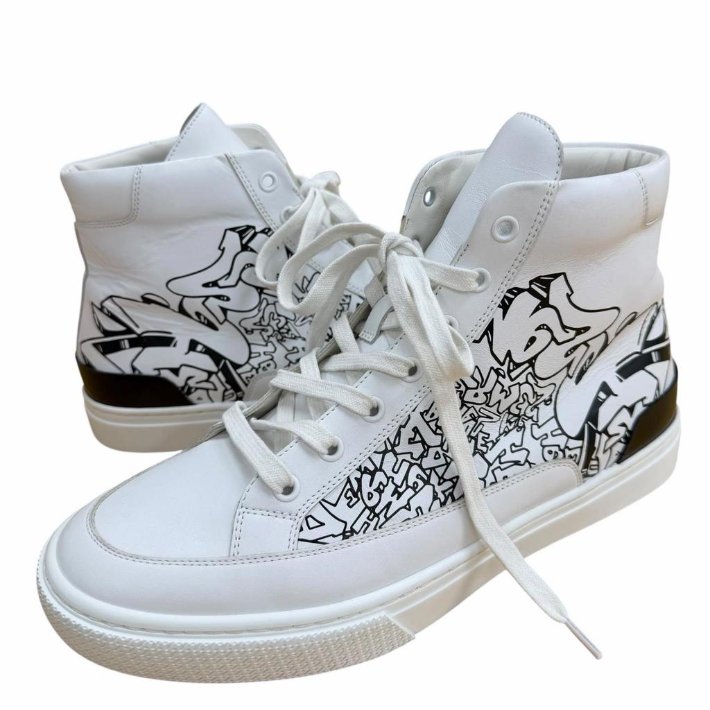 Excellent HERMES High cut sneakers DISTRICT white leather mens 41 221906 Used