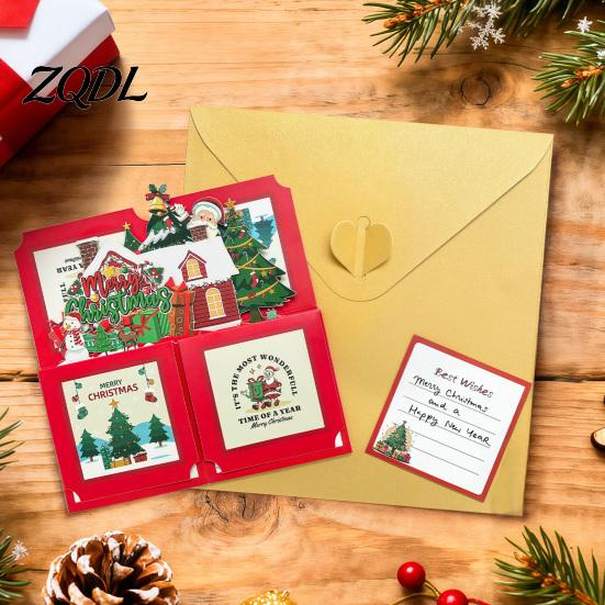 Personalized Xmas Blessing Cards Pop Up Christmas Card with Envelope And Note Card, Merry Creative Paper Craft Greeting Holiday for New Year,