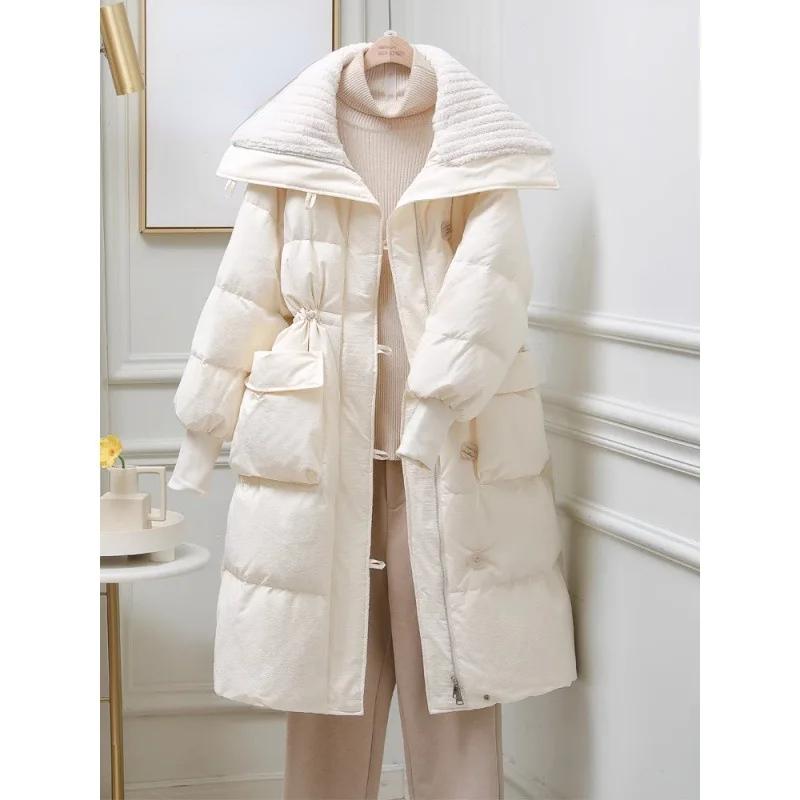 Cotton Jacket for Women In Winter, Mid Length Fashionable Design, Cotton Jacket Over Knee Length, Large Lapel Cotton Jacket