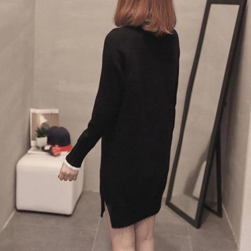 Autumn and Winter Mid-length Women's Sweater Loose Mid-length Maternity Dress Half-high Collar Outer Wear Base Shirt Coat