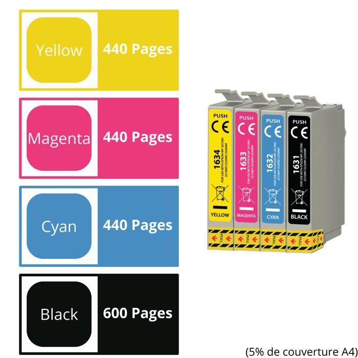 Cartouche d'encre remplacement Epson 16XL compatible WorkForce WF-2510 WF2530 WF-2630 WF-2750 Pack 3 Noir 3 Cyan 3 Magenta 3 Yellow