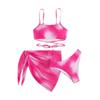 Swimsuit Women's Split Three Piece Set Tie Dye Lace Up Sexy Bikini Sets For Female Halter Drawstring Swimwear