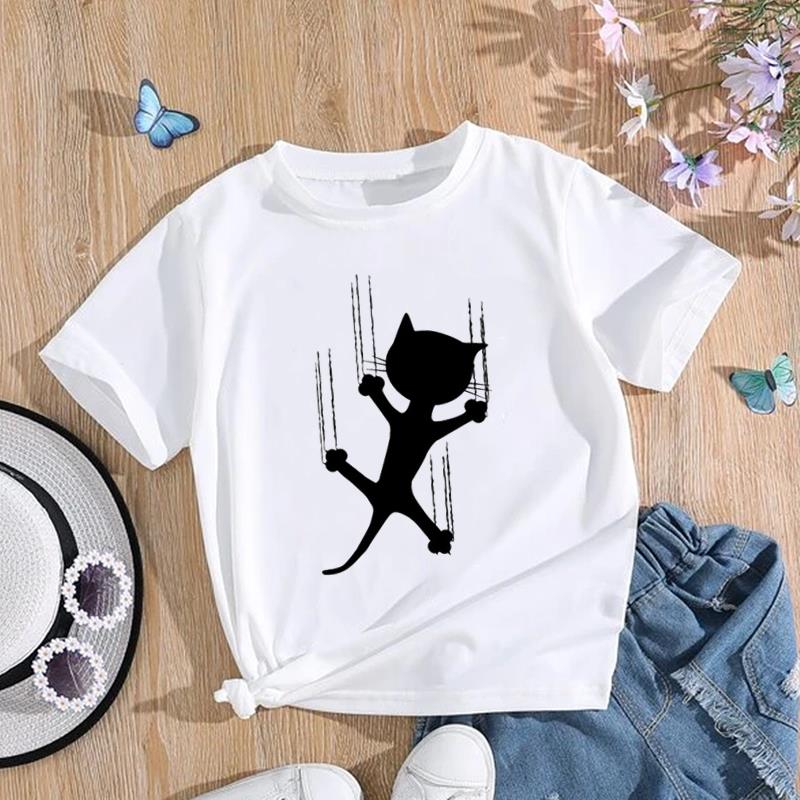(Asian Size) Women Fashion T Shirt Cute Pet Cat 90s Trend Clothing Print Tee Top Woman Female Short Sleeve Graphic T-shirts