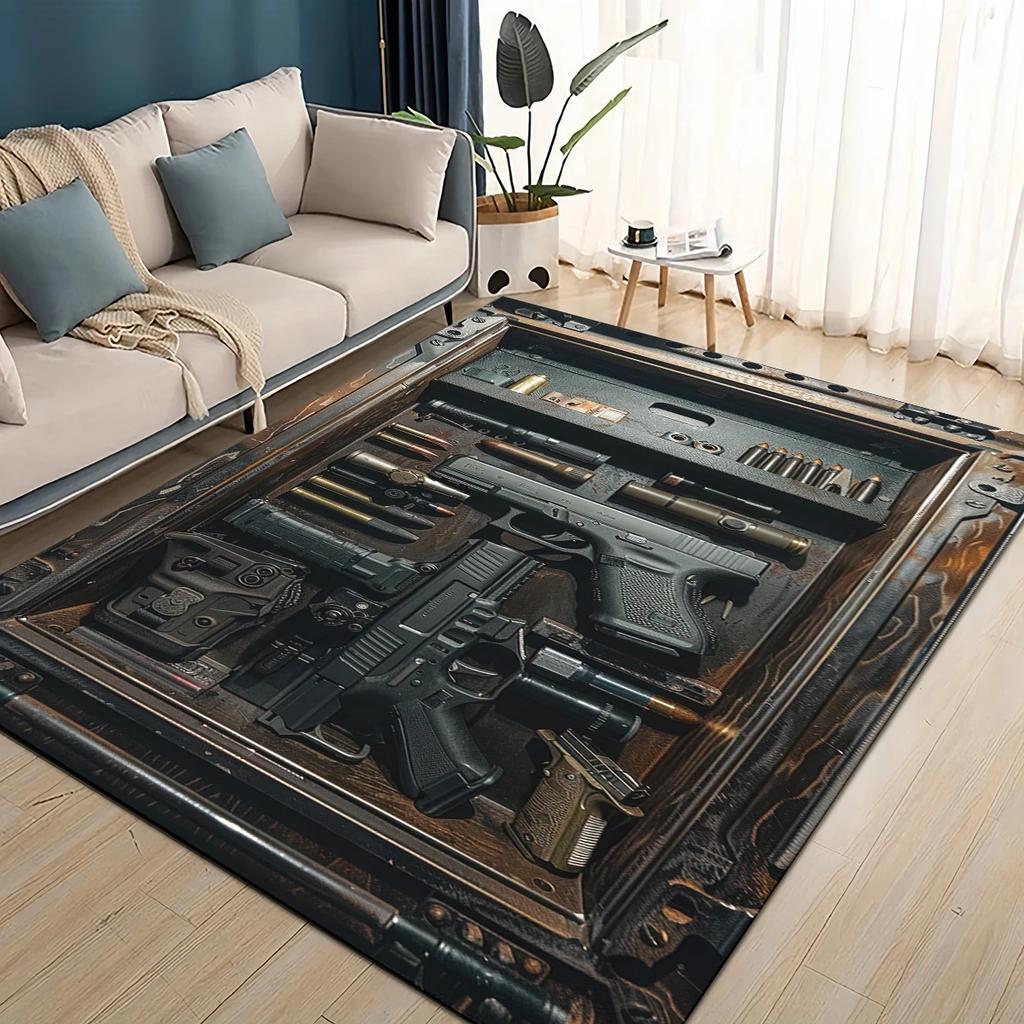 Стиль Милитари Стрелять Оружие Арсенал Горячее Оружие Ковер для Гостиной Спальни Дома Декорация Дивана, Детский Напольный Коврик