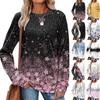 Fashionable Women's Long Sleeved Floral Printed Lightweight Sweater With Loose Round Neck Top