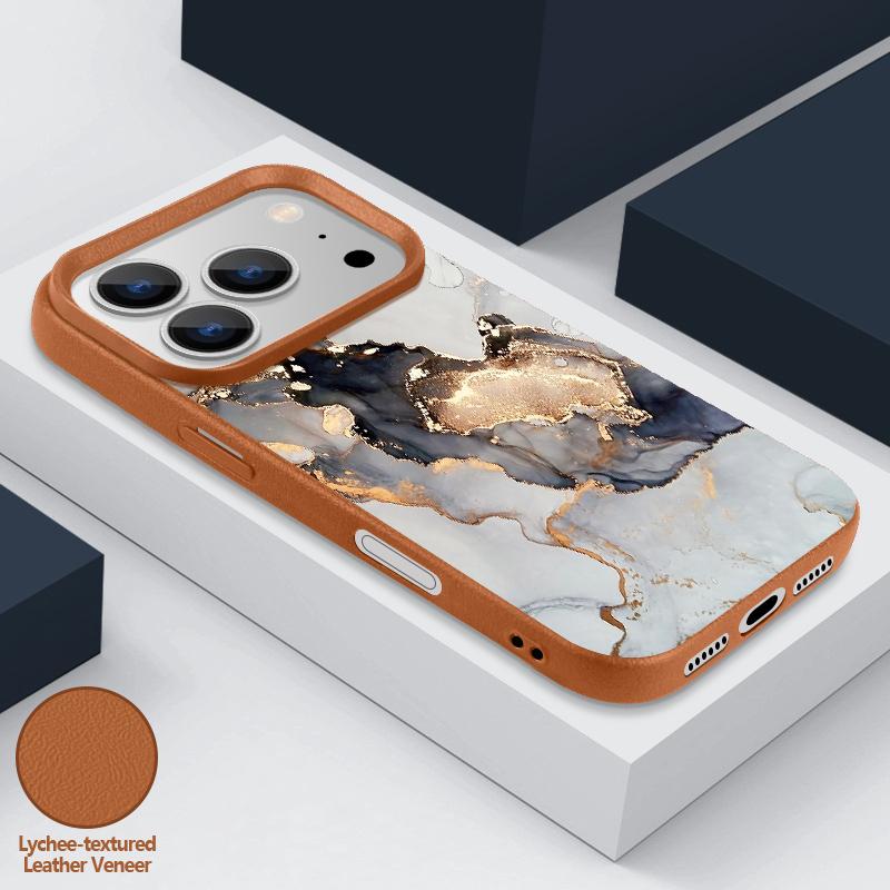 Ретро Чехол с Мраморным Рисунком для iPhone 17 18 Pro Max Силиконовый Чехол с Текстурой Кожи для iPhone 16 15 14 13 Pro Max 16E 17E