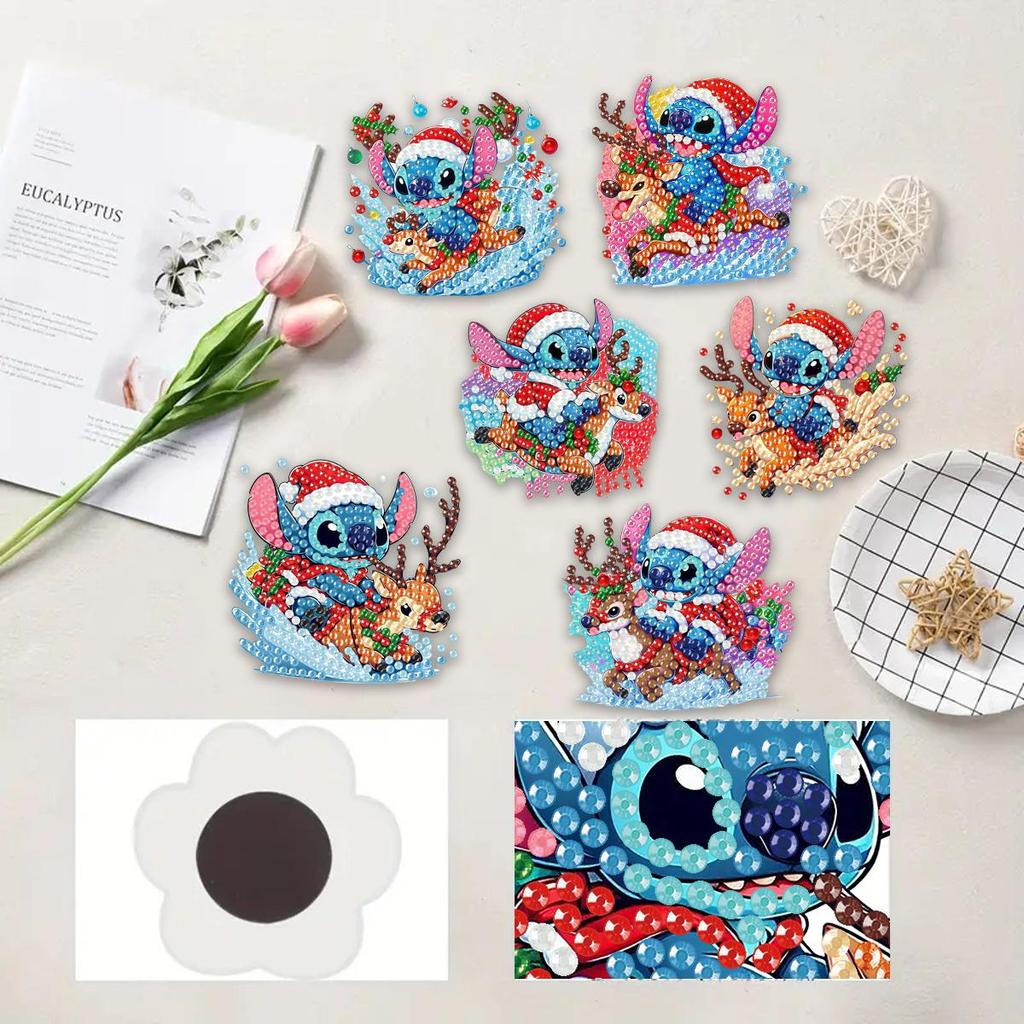 6Pcs Lovely Elk Diamond Art Fridge Magnet Diamond Painting Refrigerator Magnet Diamond Painting Fridge Magnet for Adults Beginners