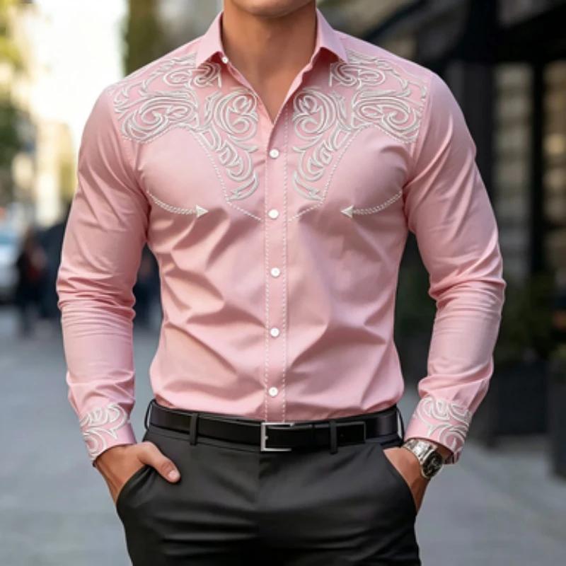 Casual men's linen long-sleeve shirt, lightweight and comfortable for daily wear.