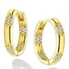 Huitan Dainty Gold Color Circle Earrings Lady Chic Elegant Fashion Jewelry with Bright Zirconia Delicate Ear Hoops Accessories