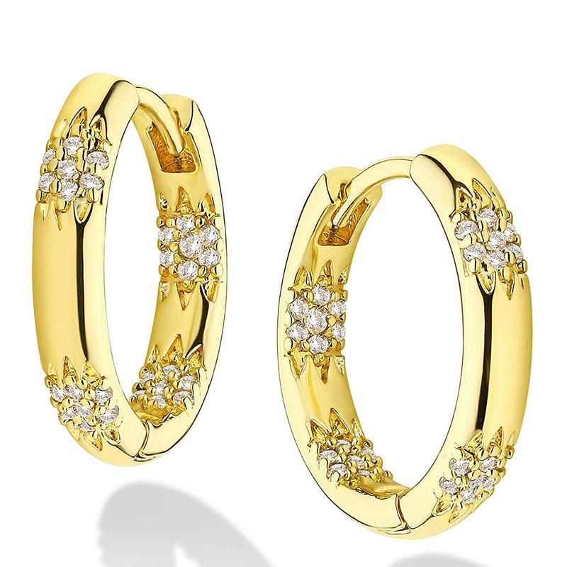 Huitan Dainty Gold Color Circle Earrings Lady Chic Elegant Fashion Jewelry with Bright Zirconia Delicate Ear Hoops Accessories