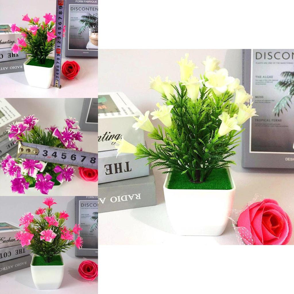 Realistic Faux Lily And Rose Mini Potted Plants With Colorful Blooms For Indoor Use